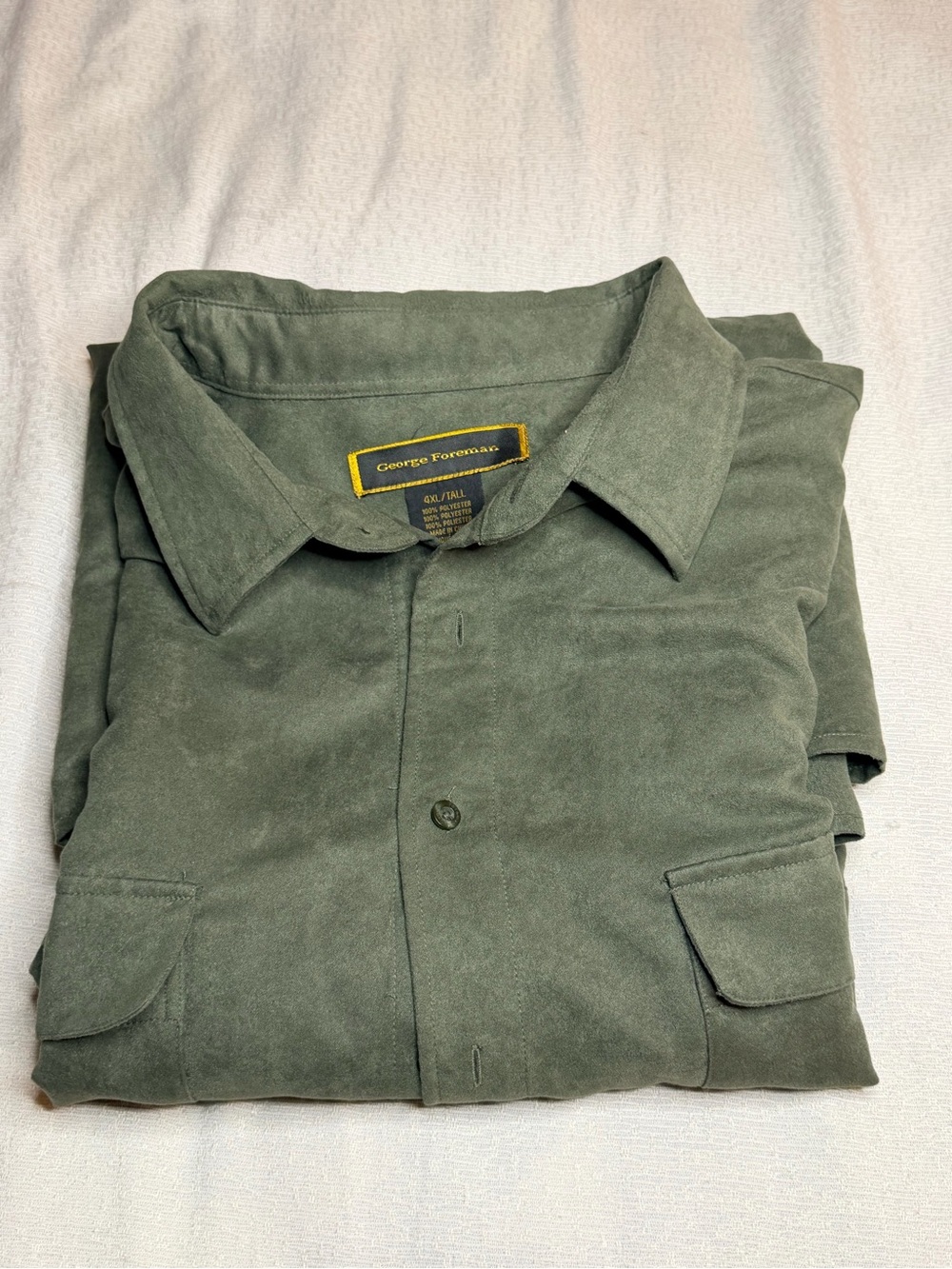 George Foreman Men's Olive Green Casual Button-Down Shirt